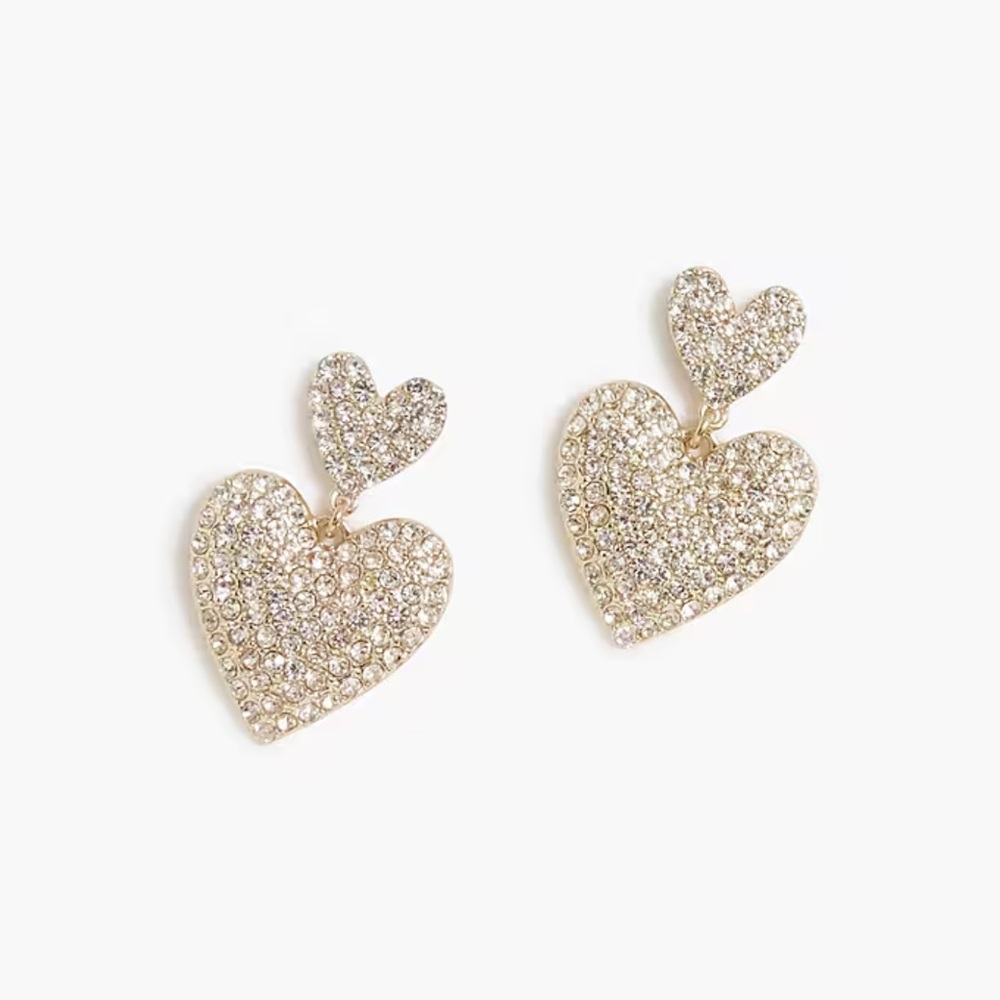 Pavé heart statement earrings NWT